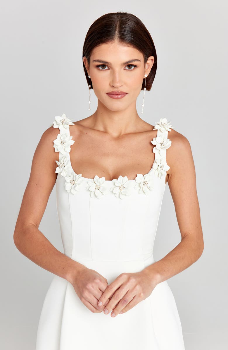 NADINE MERABI Cindy Floral Appliqué Fit & Flare Minidress, Alternate, color, White