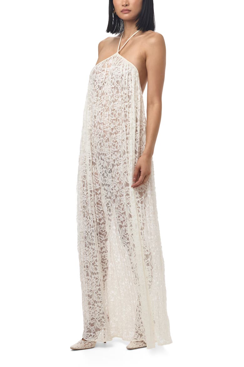 Lace Halter Neck Maxi Dress, Alternate, color, WHITE