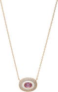 BY ADINA EDEN Pave Oval Encased Pink Stone Pendant Necklace