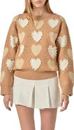 English Factory Heart Faux Pearl Embellished Crewneck Sweater