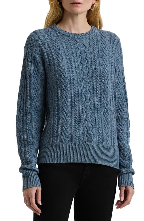 Lauren Ralph Lauren Wool & Cashmere Cable Knit Sweater in Blue Dusk Heather 