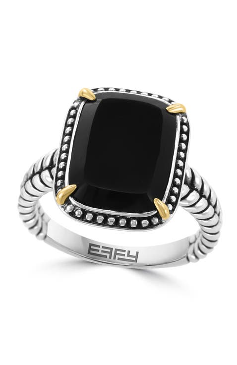 925 Sterling Silver & 18K Yellow Gold Midnight Luxe Signet Ring