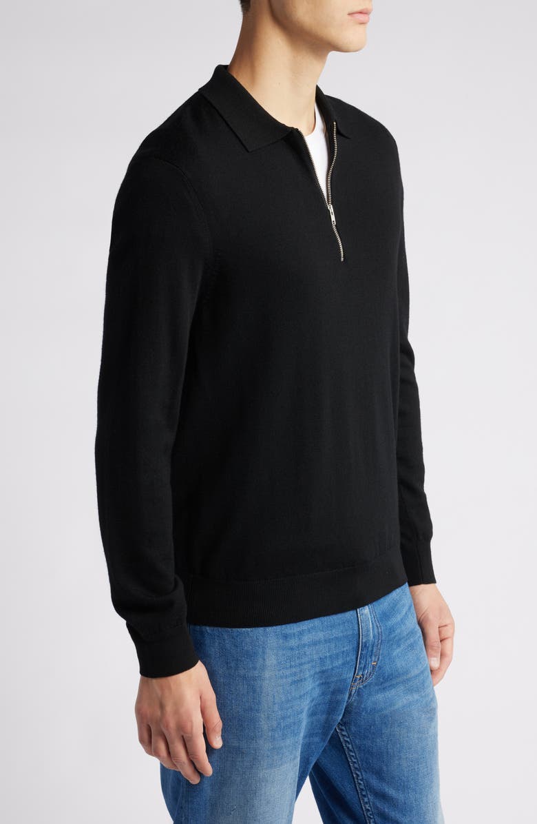NN07 Quarter Zip Wool Polo Sweater, Alternate, color, Black
