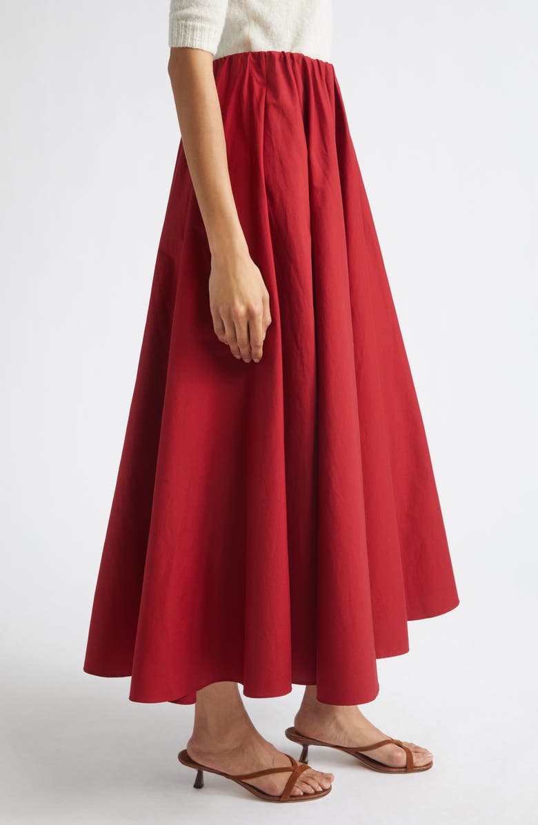 STAUD Milano Stretch Cotton Skirt, Alternate, color, Rouge