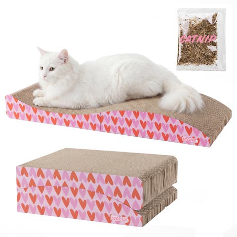 Eero Modern Cardboard Foldable Lounge Cat Scratcher with Catnip