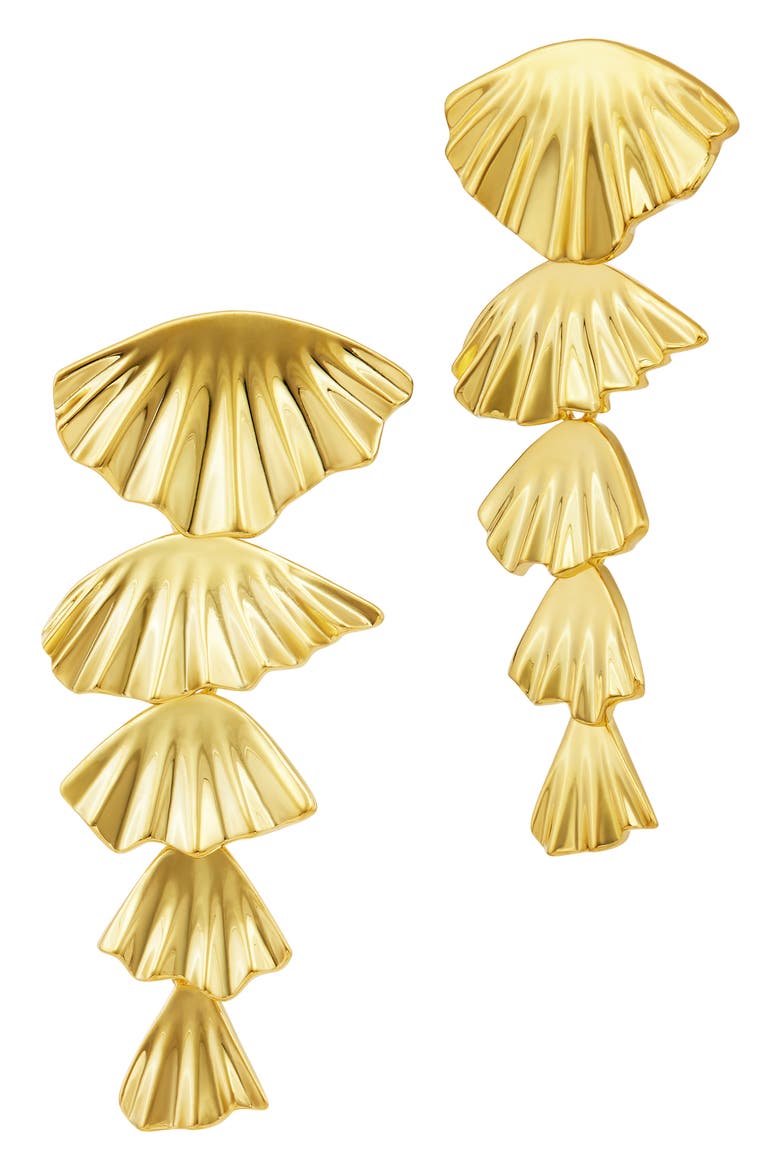 Folded Fan Graduated Drop Earrings, Main, color, YELLOW