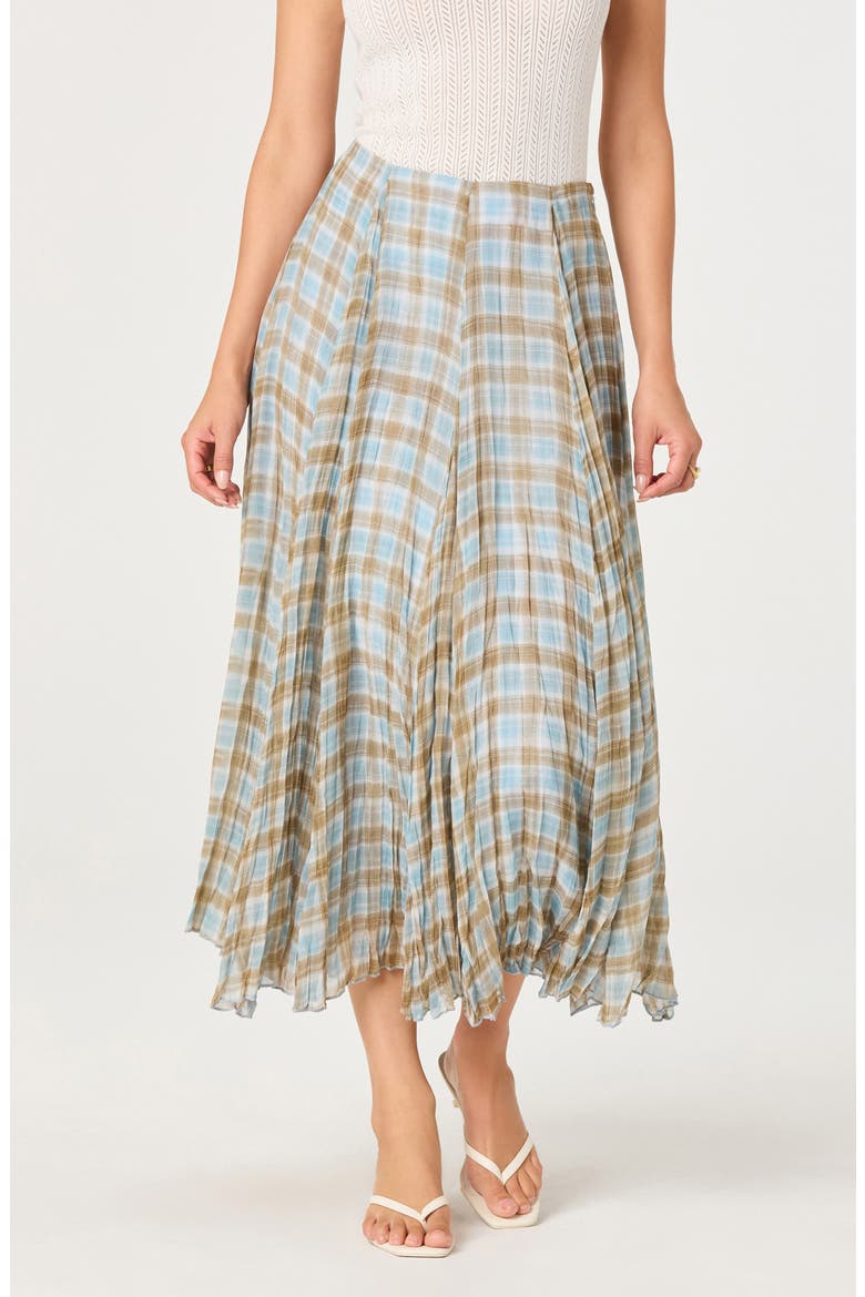 Fiori Plaid Skirt, Main, color, BLUE BROWN PLAID