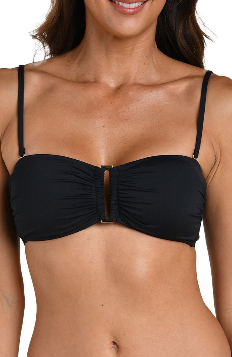 La Blanca Island Goddess Bandeau Bikini Top, Main, color, Black