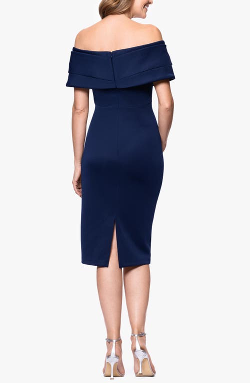 BETSY & ADAM BETSY & ADAM OFF THE SHOULDER SCUBA KNIT COCKTAIL DRESS