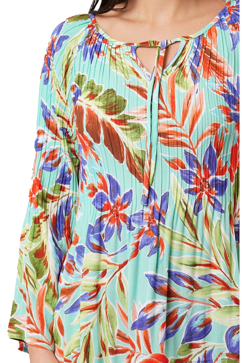 Tie Front Pleated Top, Alternate, color, TROPICAL DAYDREAM