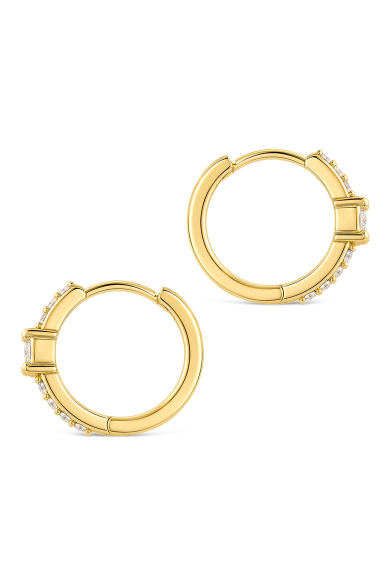 Pavé Cubic Zirconia Hoop Earrings, Alternate, color, GOLD