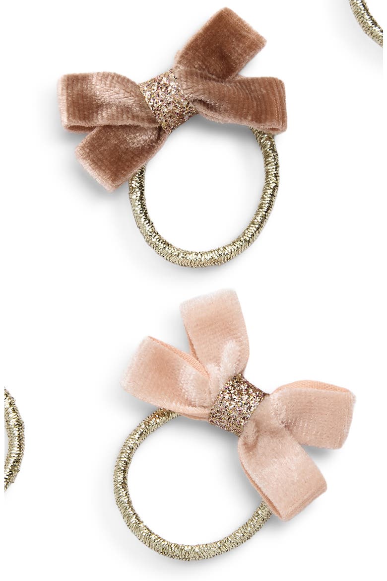 Kids' 8-Pack Glitter Bow Hair Ties, Alternate, color, PINK