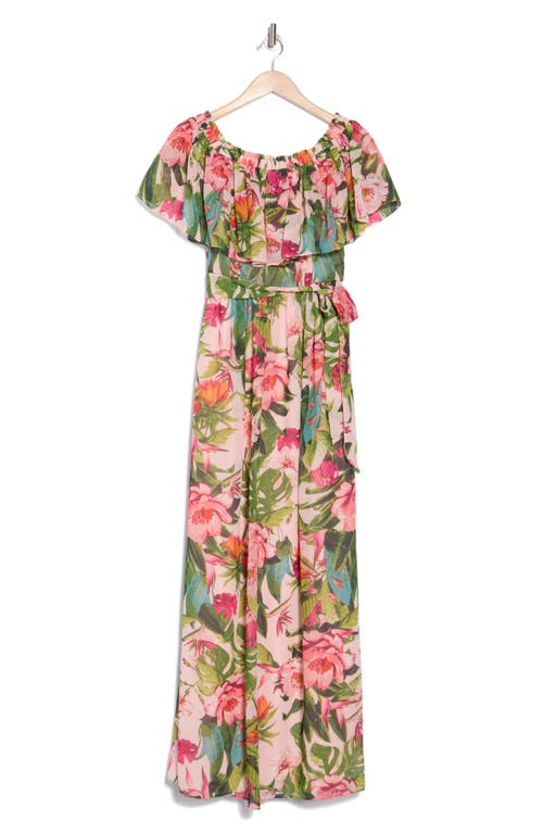 ELIZA J ELIZA J TIE WAIST OFF THE SHOULDER MAXI DRESS