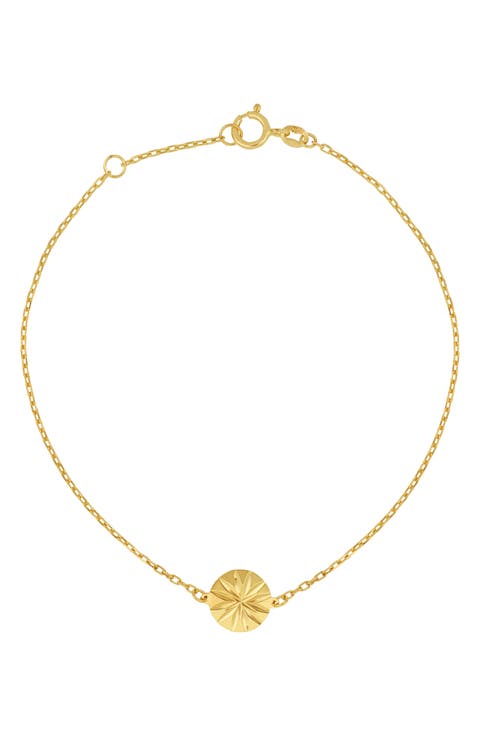 14K Gold Starburst Charm Bracelet