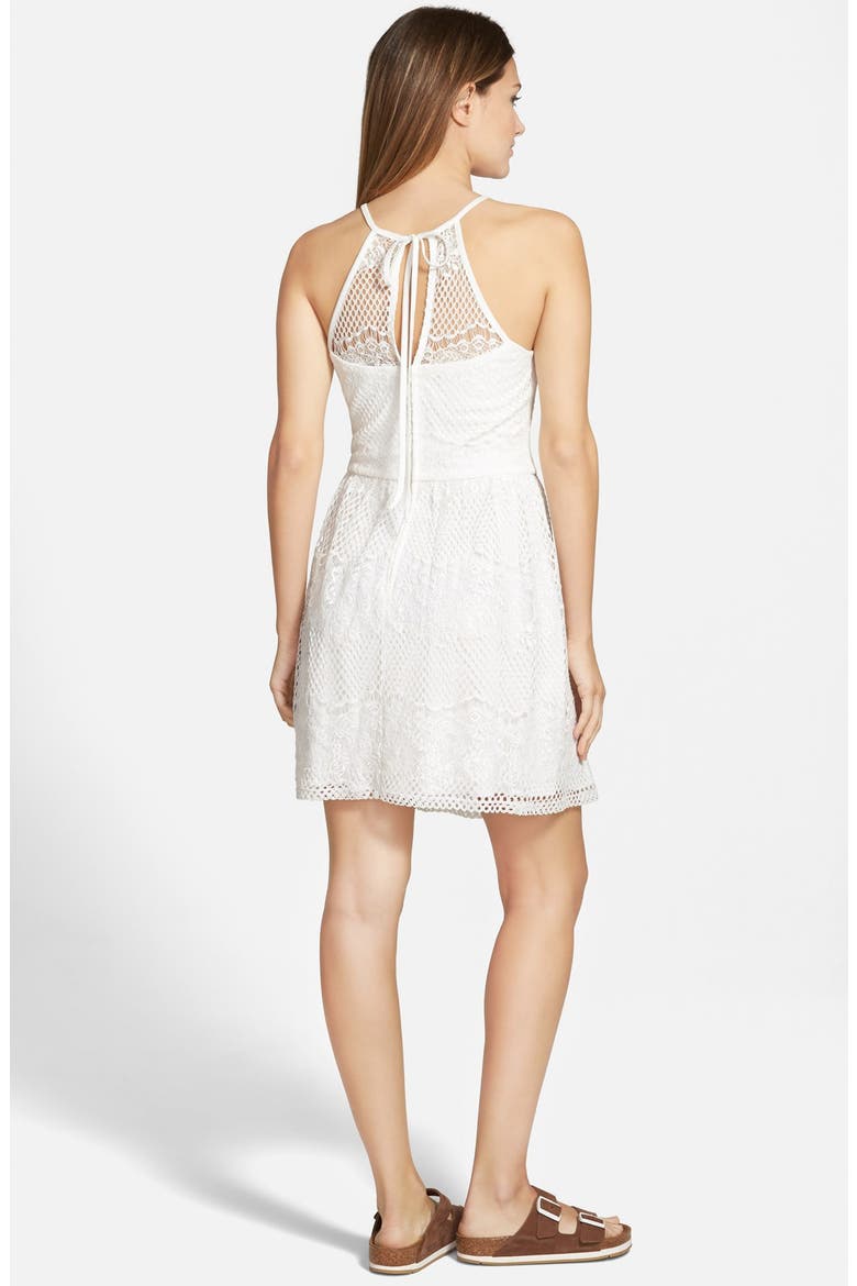 Lace High-Neck Skater Dress, Alternate, color, IVORY