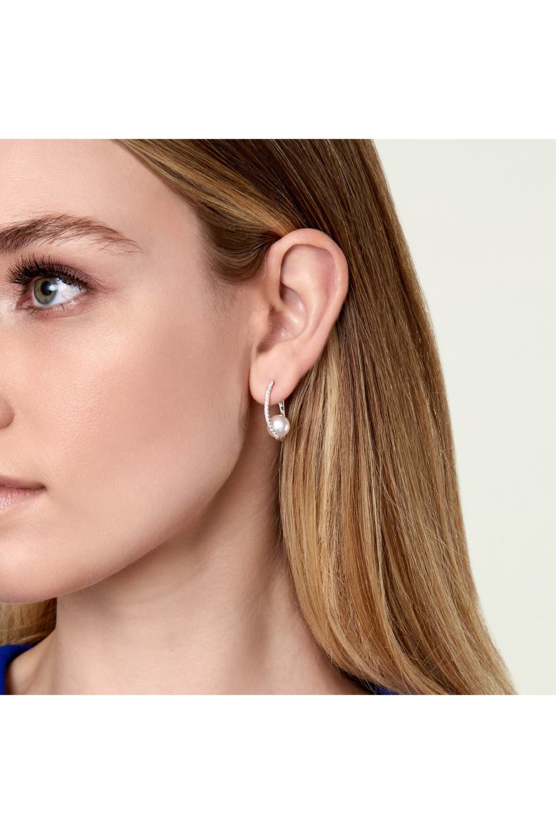 Freshwater Pearl & Diamond Eliza Earrings, Alternate, color, White Gold