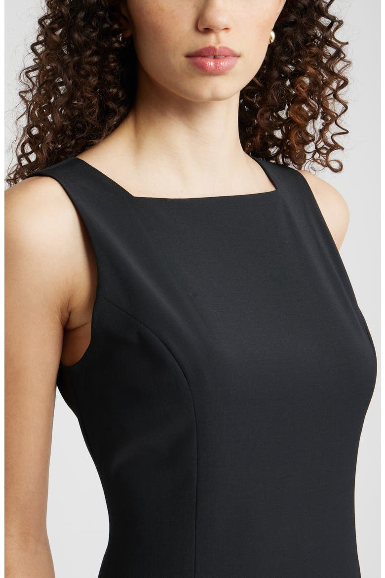 Square Neck Sleeveless Wool Blend Midi Dress, Alternate, color, BLACK