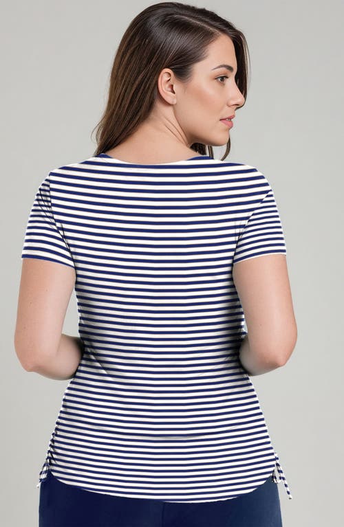 Calypsa Short Sleeve Adele Swim Top In Blue