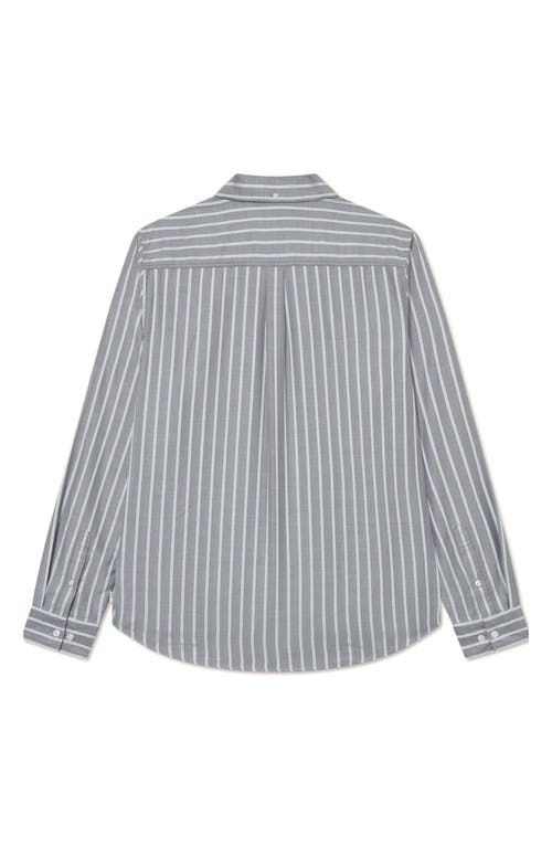 Les Deux Konrad Stripe Cotton Button-down Shirt In Gray