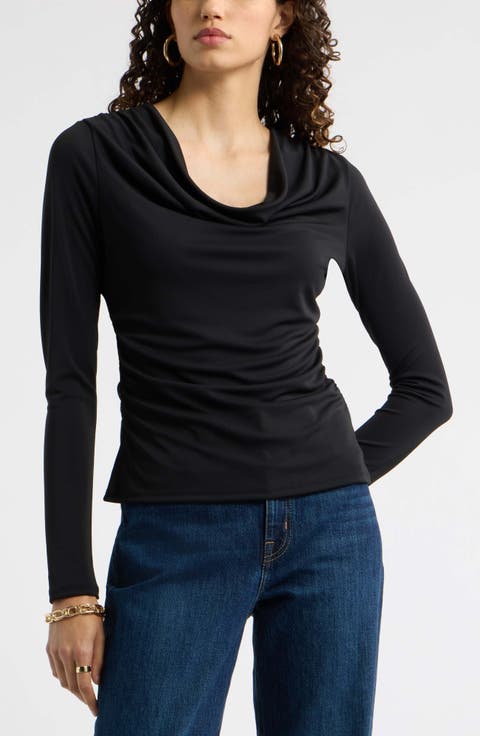 Long Sleeve Drape Knit Top