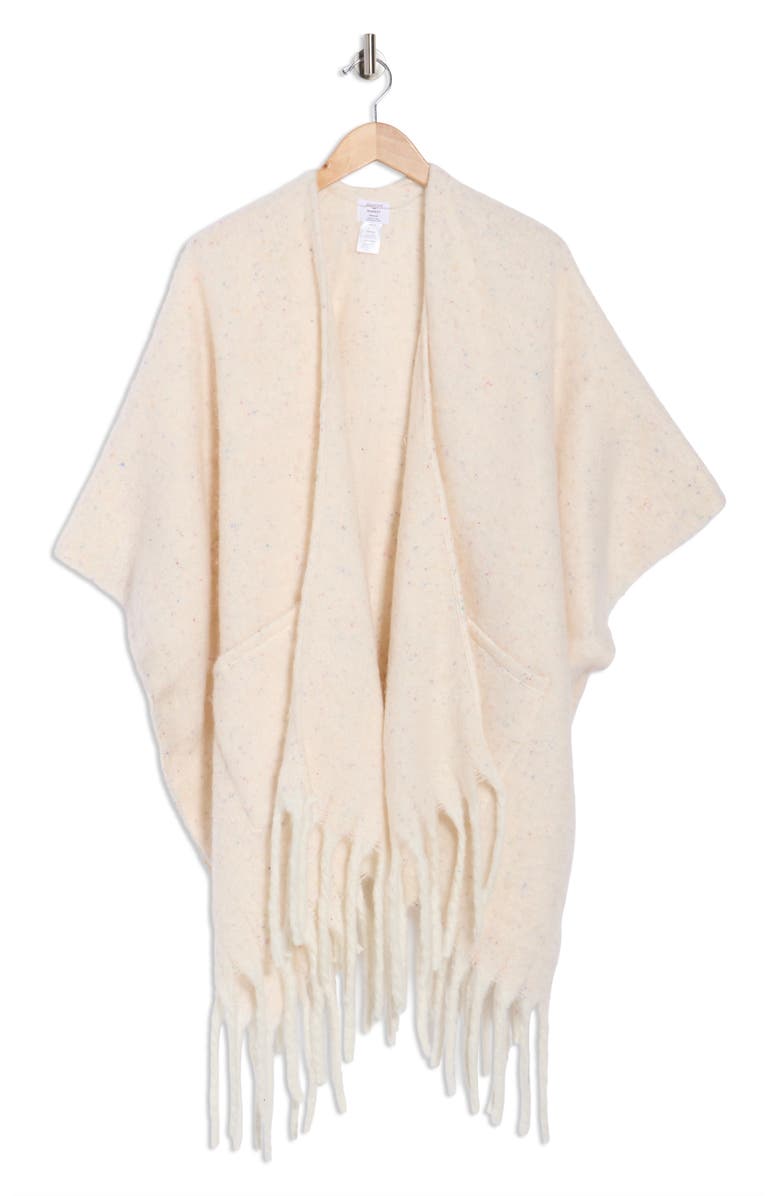 Melrose and Market Cozy Blanket Ruana, Alternate, color, Ivory Fleck