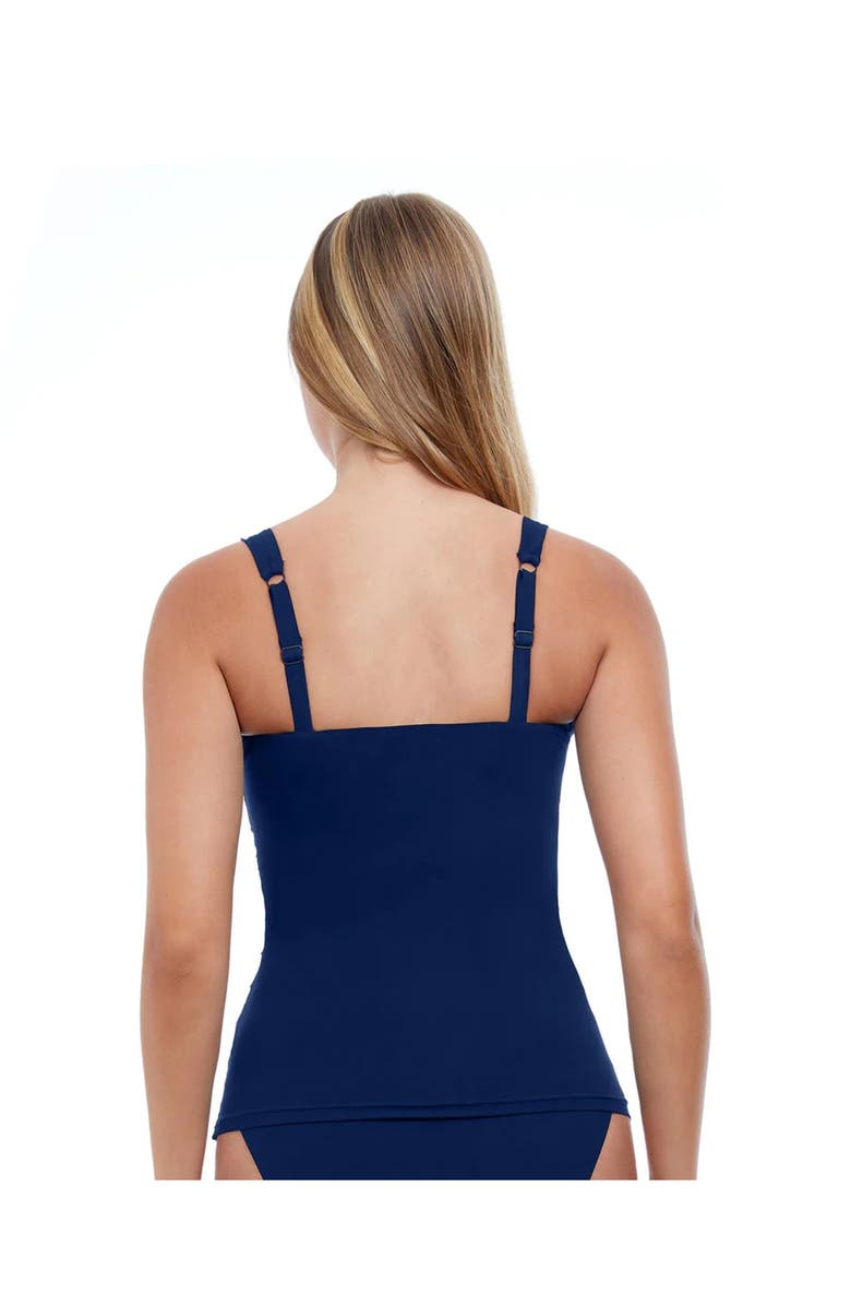 Profile by Gottex Tutti Frutti Underwire E-Cup Ruched Tankini Top, Alternate, color, Navy