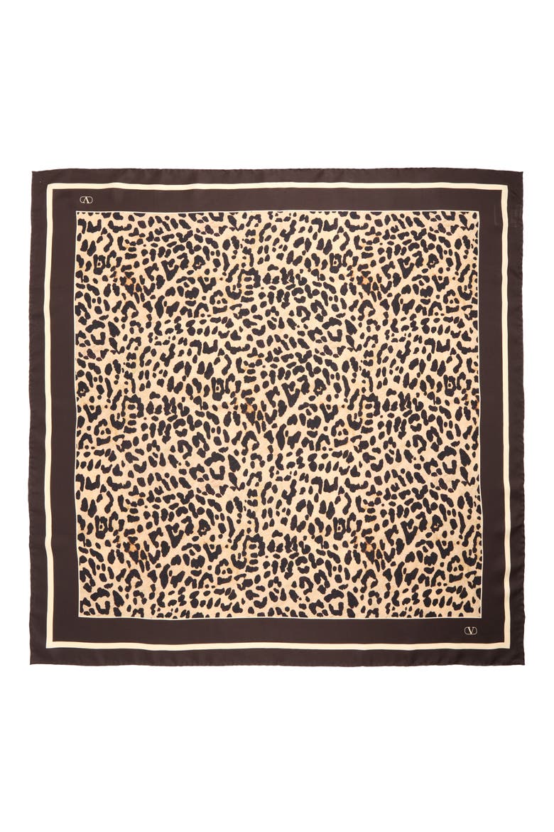 Leopard Print Silk Square Scarf, Main, color, MULTICOLOR ANIMALIER