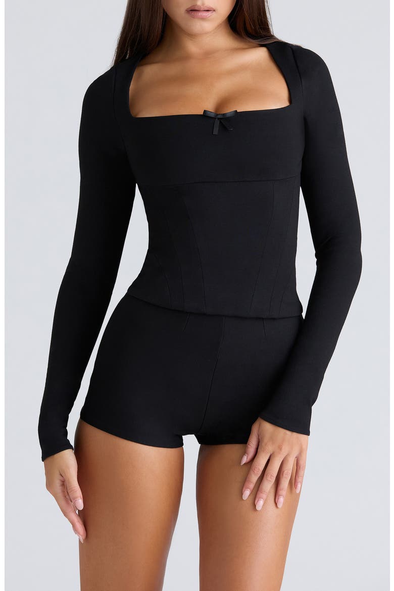 Bow Corset Top, Main, color, BLACK