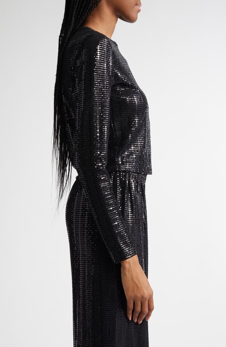 Alice + Olivia Delaina Sequin Embellished Crop Top, Alternate, color, 