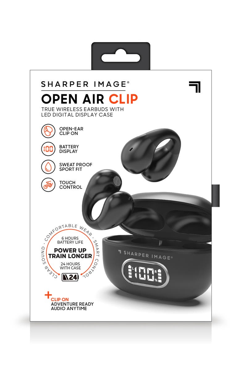 Sharper Image Open Air Clip True Wireless Earbuds, Alternate, color, Black