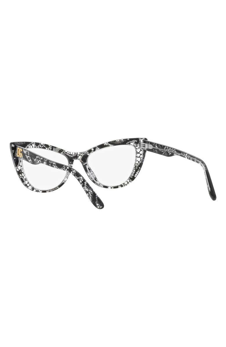 Dolce&Gabbana 54mm Cat Eye Optical Glasses, Alternate, color, Black Lace