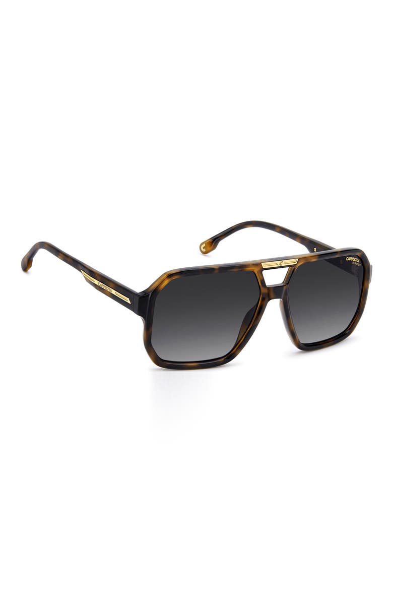 Victory 'C' 60mm Double Bridge Gradient Square Sunglasses, Alternate, color, HAVANA/ DARK GREY SF