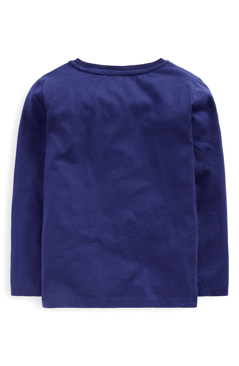 Boden Kids' Appliqué Long Sleeve Cotton T-Shirt, Alternate, color, Starboard Blue Acrtic Peepers