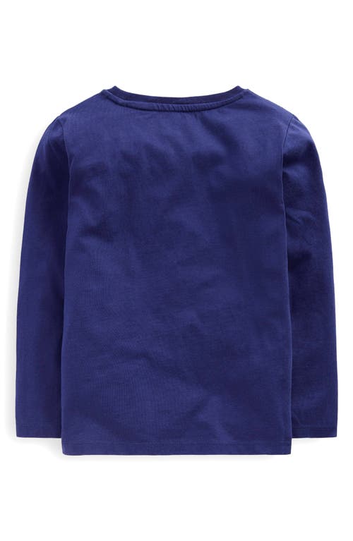 Boden Kids' Appliqué Long Sleeve Cotton T-shirt In Blue