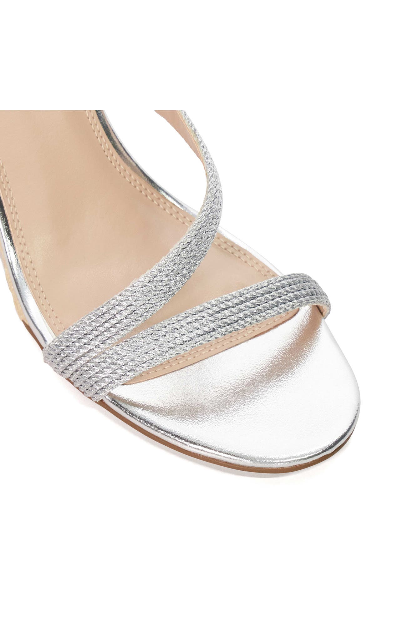 Dune London Kaias Espadrille Ankle Strap Wedge Sandal, Alternate, color, Silver