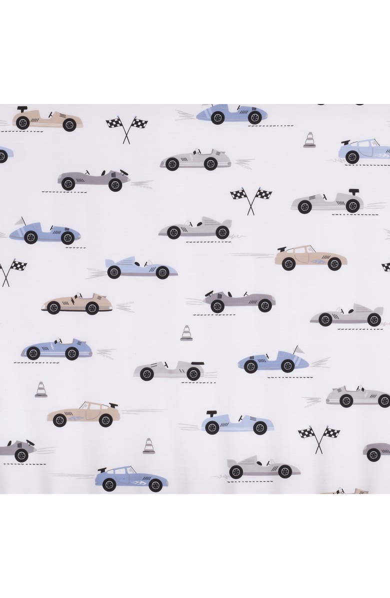 Lambs & Ivy Little Racer Cotton Cars/Transportation Fitted Crib/Toddler Sheet, Alternate, color, White