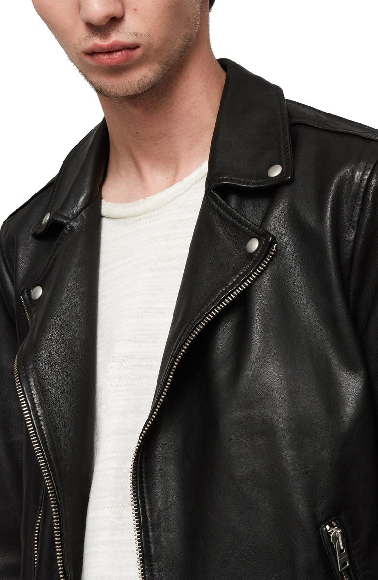 AllSaints Wick Slim Fit Leather Biker Jacket, Alternate, color,
