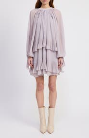 En Saison Nicolette Tiered Ruffle Long Sleeve Trapeze Dress