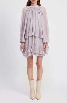 Nicolette Tiered Ruffle Long Sleeve Trapeze Dress