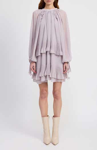 Nicolette Tiered Ruffle Long Sleeve Trapeze Dress