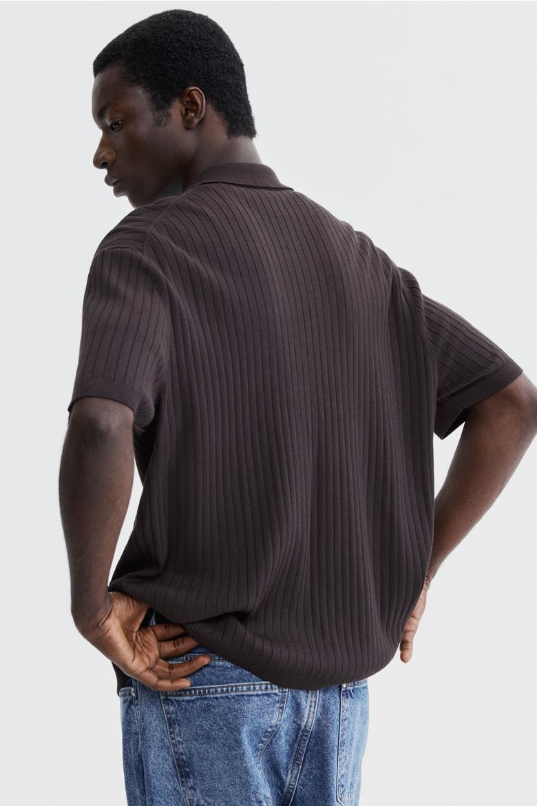Regular Fit Rib-knit Shirt, Alternate, color, Dark brown