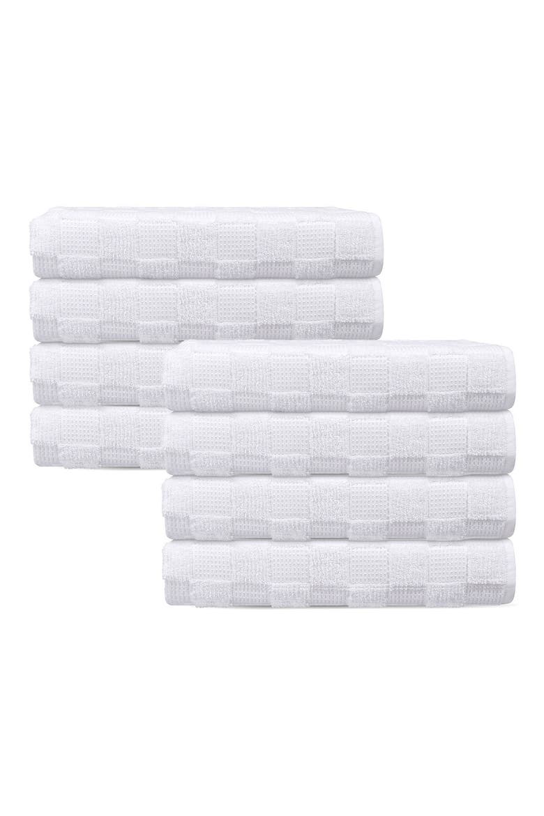 Waffle Terry 8-Piece Turkish Cotton Washcloths, Main, color, WHITE