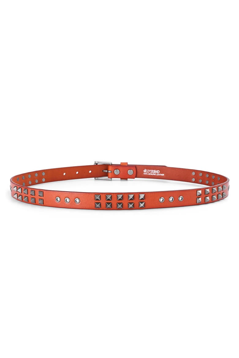 Lily Genuine Leather Studded Sleek Everyday Belt, Alternate, color, Camel