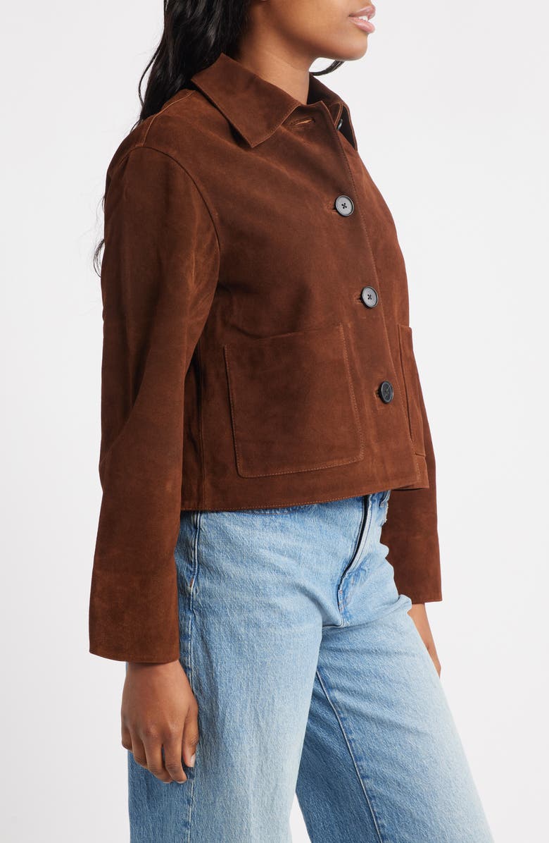 Madewell Boxy Crop Suede Jacket, Alternate, color, Dark Roast Suede
