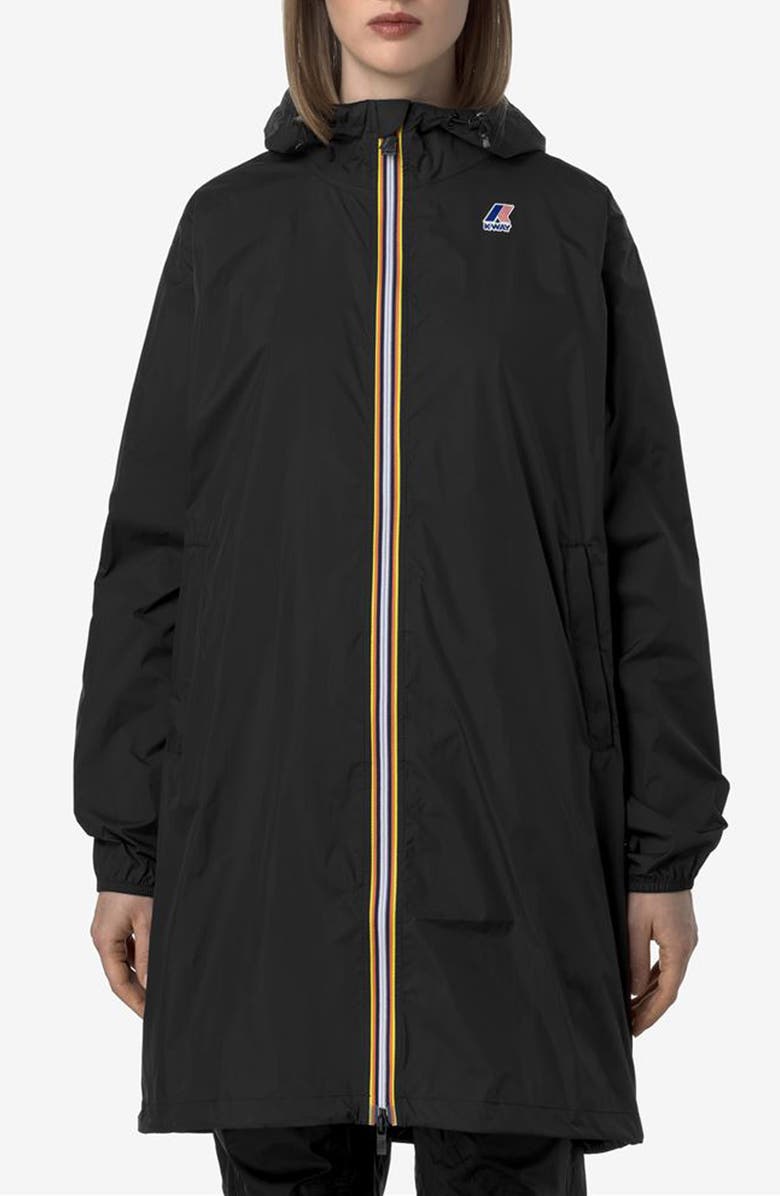 K-Way Le Vrai 4.0 Eiffel East Water Repellent Raincoat, Main, color, Black Pure