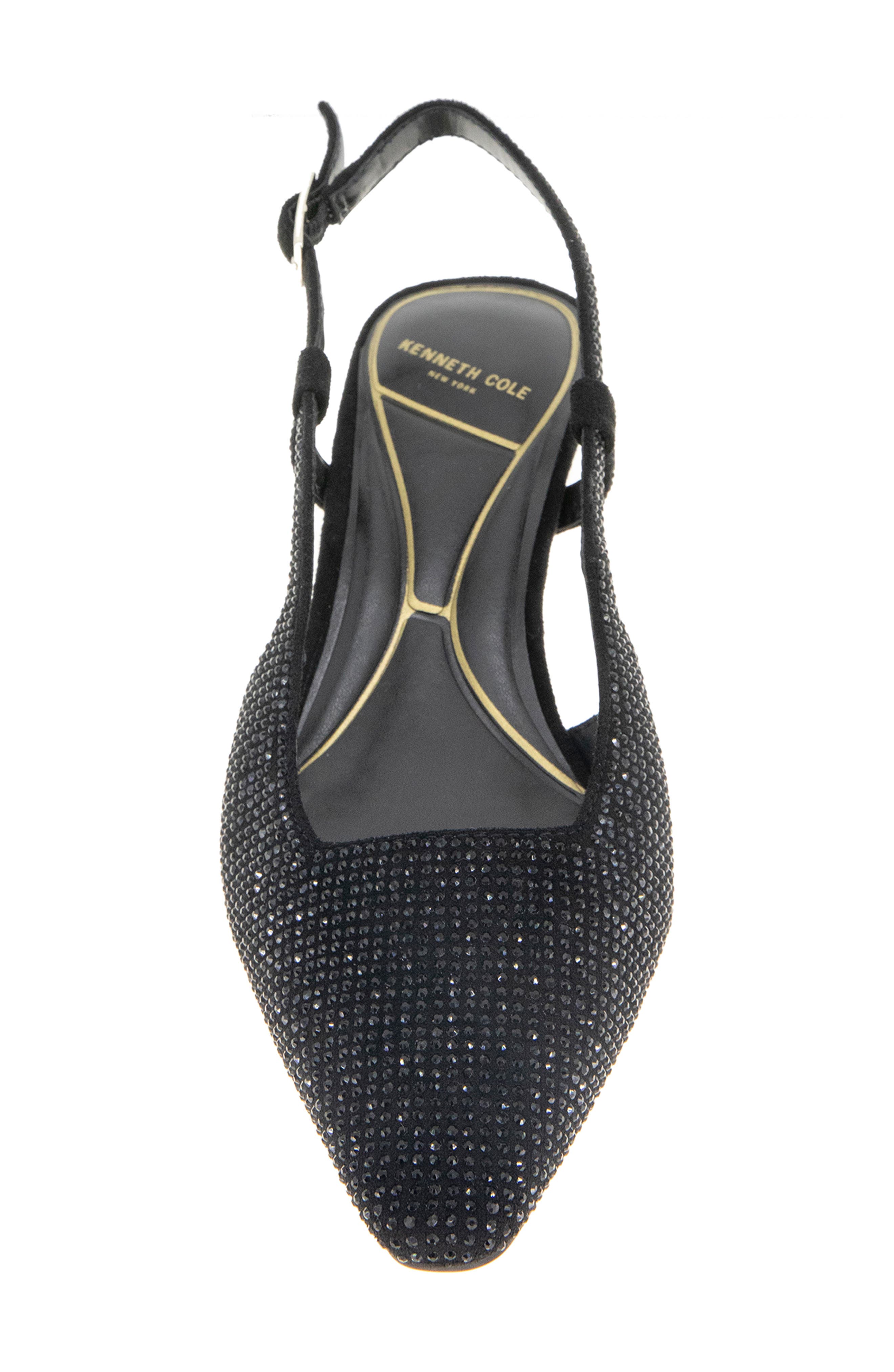 Kenneth Cole Martha Crystals Slingback Kitten Heel Pump, Alternate, color, Black/ Black Micro