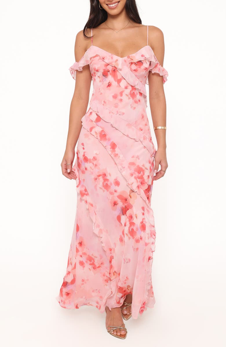 Petal & Pup Alexia Off-Shoulder Maxi Dress, Main, color, Pink Floral