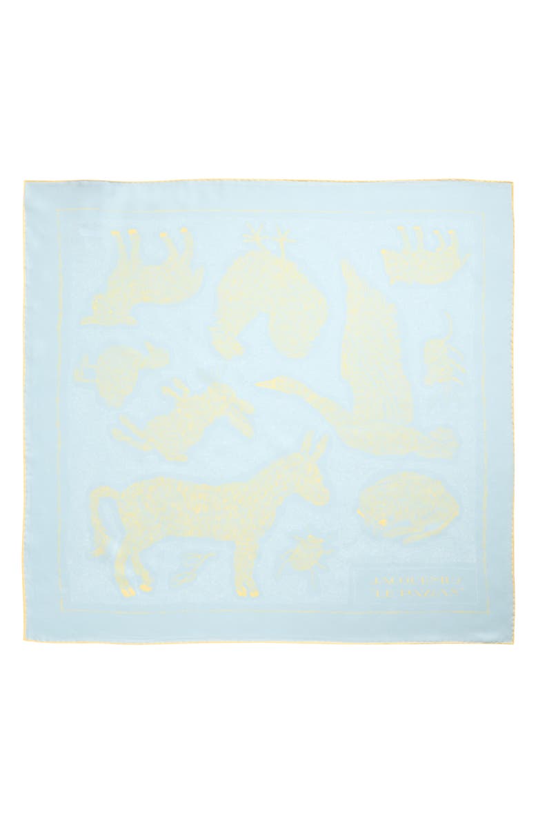 Jacquemus Le Foulard Paysan Silk Square Scarf, Alternate, color, Print Animal Blue Yellow