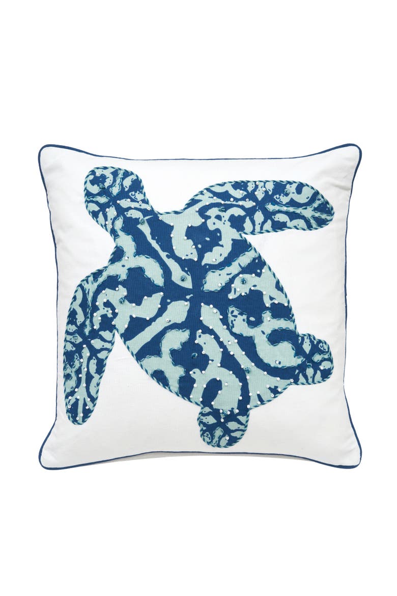 Turtle Accent Pillow Decor, Main, color, Blue