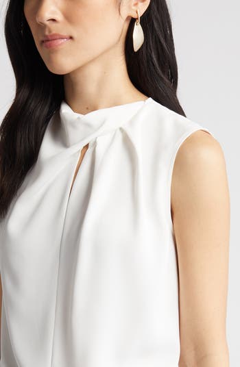 トップス deres / bottle neck drape blouse 16th Sleeveless Ruffle Neck Blouse - Oxford Navy Solid Colors | NYDJ
